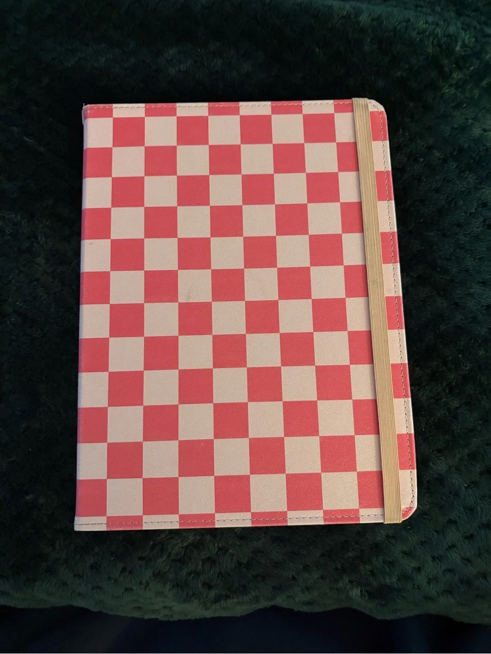 Pink Checkerboard iPad (8th Gen) Case with Elastic Closure